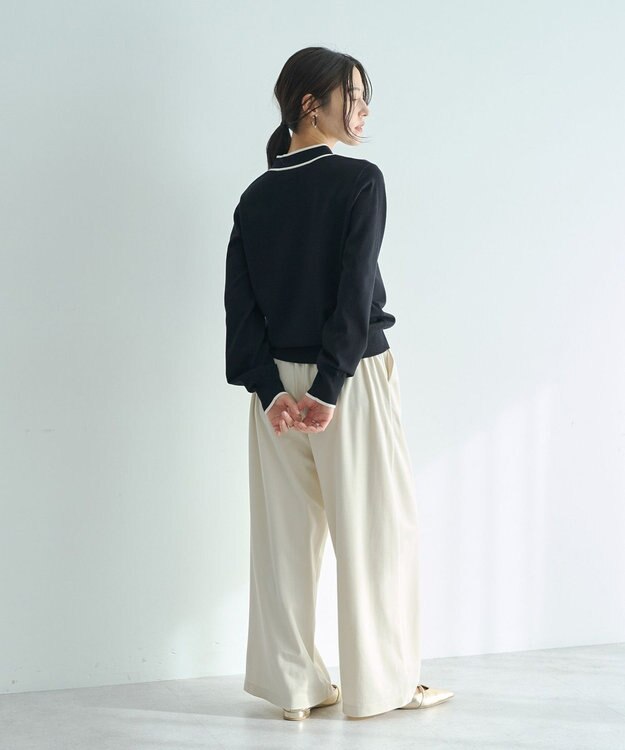 YECCA VECCA ベルテッドカルゼ起毛ワイドパンツ Ivory