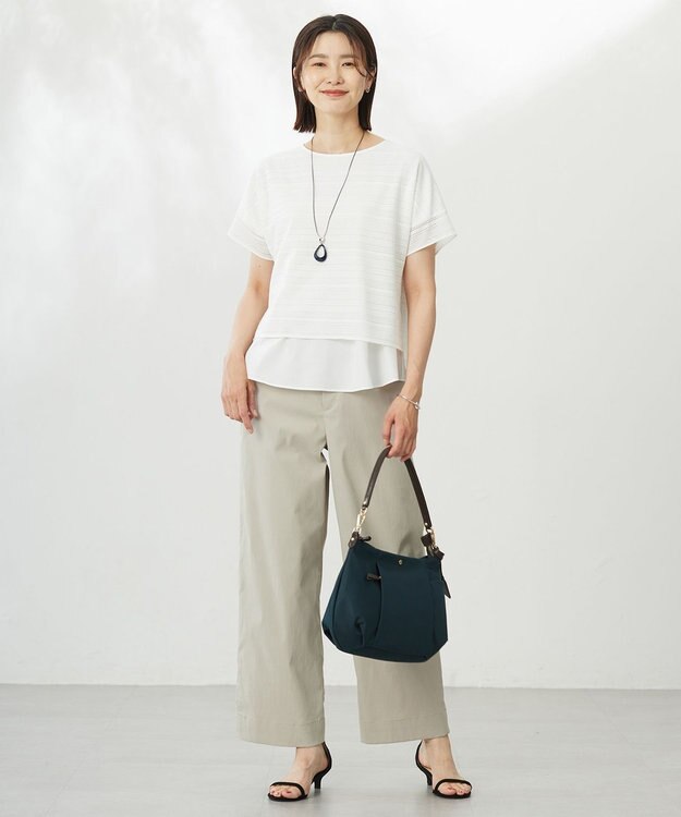 J.PRESS LADIES L 【WEB限定カラーあり・洗える】レースドッキング カットソー オフホワイト系