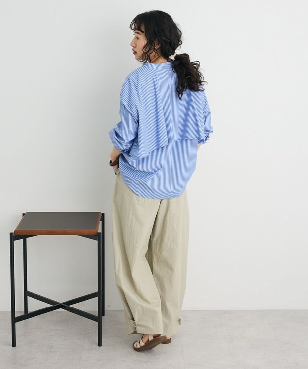 CRAFT STANDARD BOUTIQUE バックフリルシャツ Stripe Blue