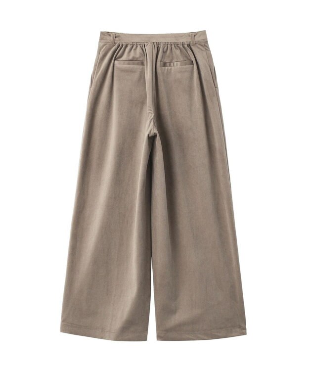 YECCA VECCA ベルテッドカルゼ起毛ワイドパンツ Gray Beige