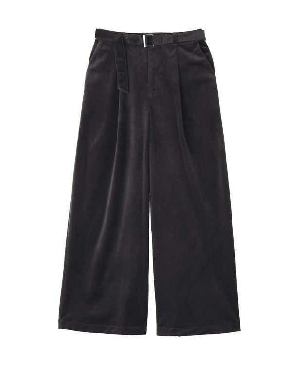 YECCA VECCA ベルテッドカルゼ起毛ワイドパンツ Charcoal Gray