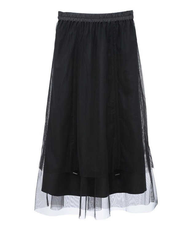 earth music&ecology ２ｗａｙドロストチュールスカート Black