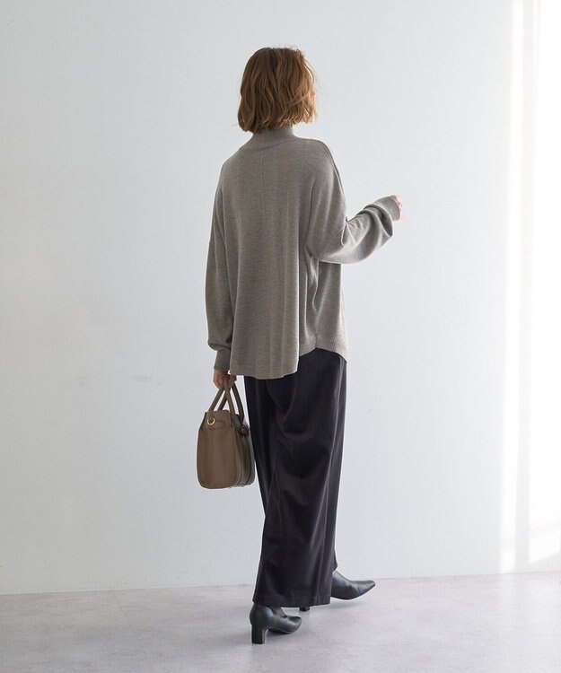 YECCA VECCA ベルテッドカルゼ起毛ワイドパンツ Charcoal Gray