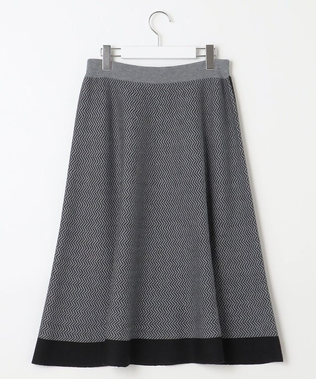 自由区 【WEB限定・マルチウェイ・洗える】ヘリンボーン柄リバーシブルニット セットアップ ブラック×グレー柄