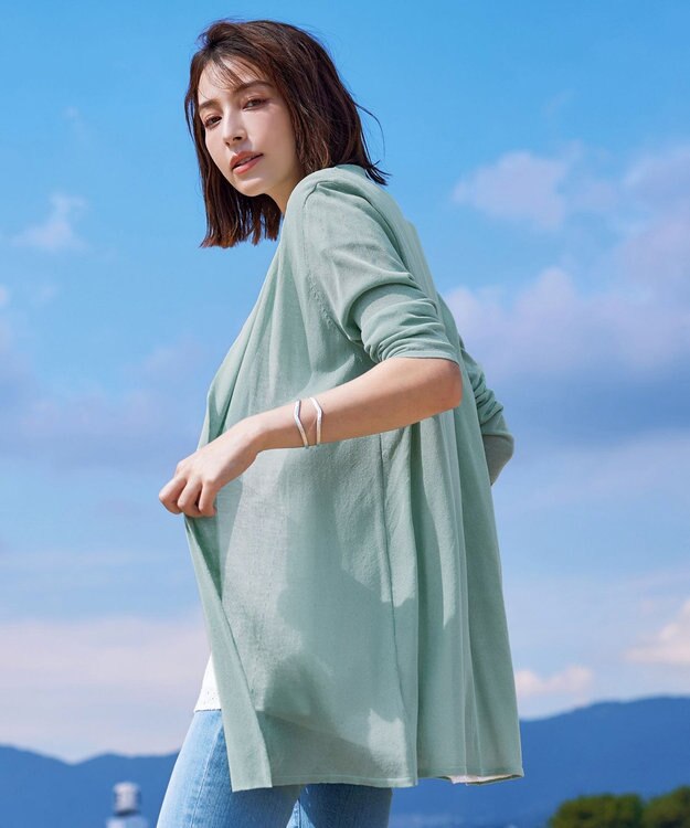 Tiaclasse L 【新色追加・UVケア・接触冷感】ロングトッパーカーディガン ミント