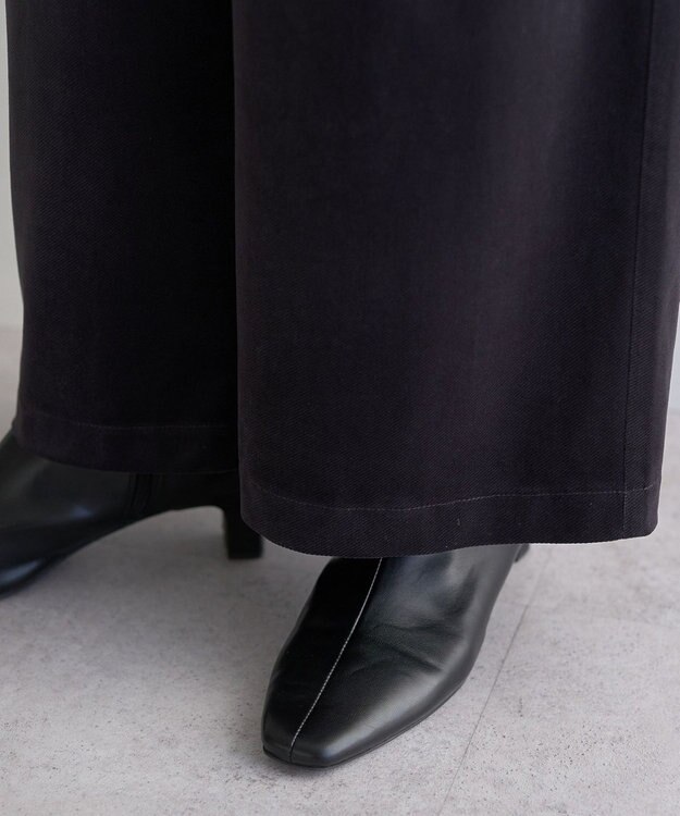 YECCA VECCA ベルテッドカルゼ起毛ワイドパンツ Charcoal Gray