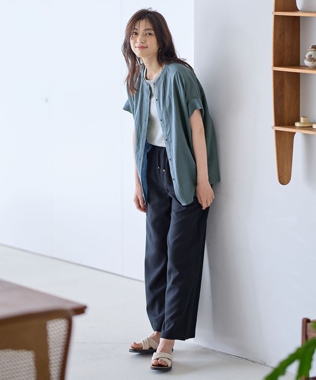 ANY フレンチリネンシャツブラウス ブルー