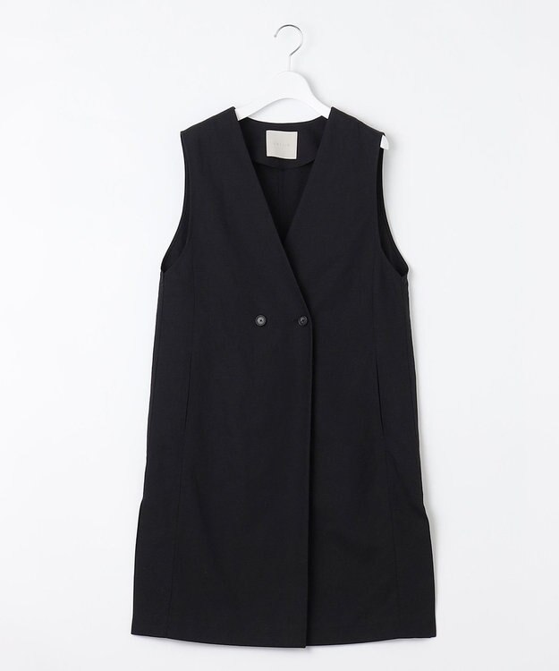 UNFILO 【軽量/UVケア】ライトリネン ジレ ブラック