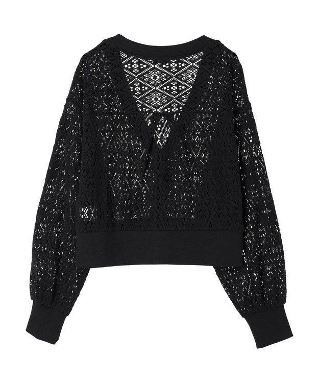 earth music&ecology ラッセルレースカーディガン Black