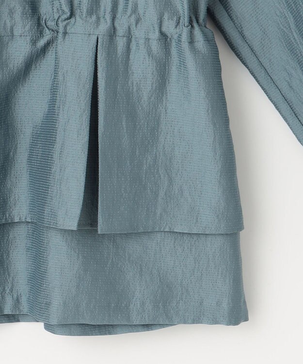 組曲 S 【洗える・シワになりにくい】シアーブルゾン ダスティブルー系