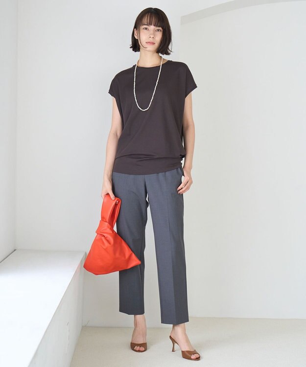 UNFILO BEAUTY FORM フレンチスリーブTシャツ チャコール