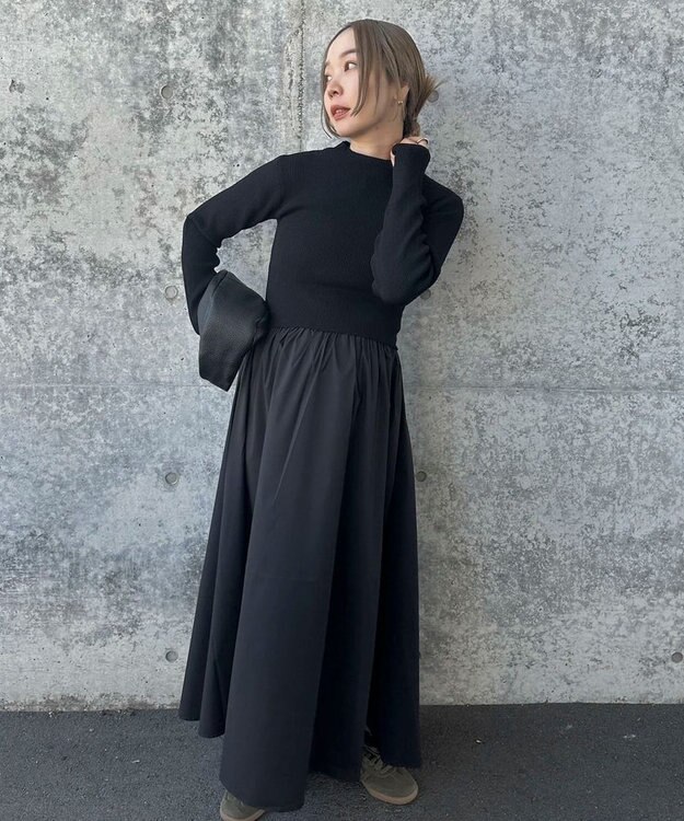 Green Parks AnriettMusee  リブニットドッキングワンピース Off White