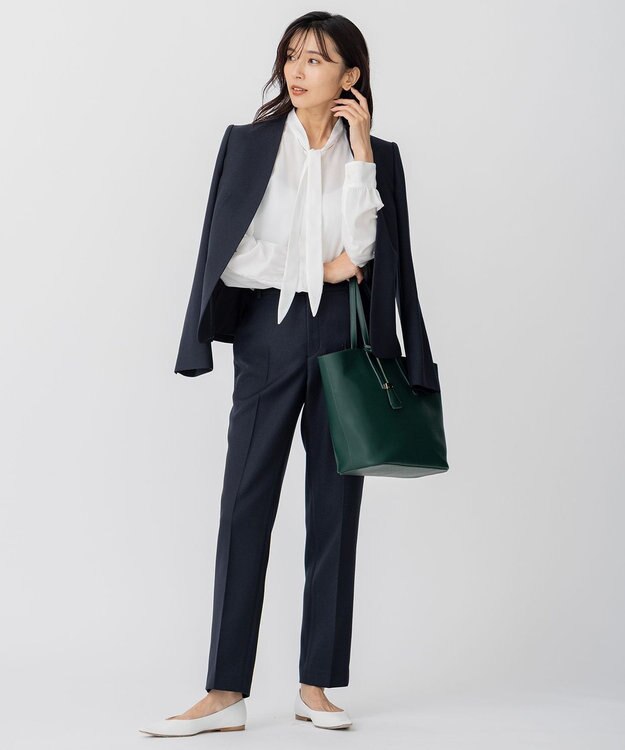 23区 L 【CLASSY.1月号掲載/洗える】ウールライクカルゼ テーパード パンツ ネイビー系