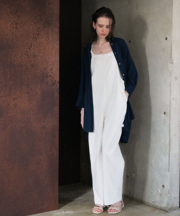 YECCA VECCA リブMIXシアーオーバーシャツ Dark Green