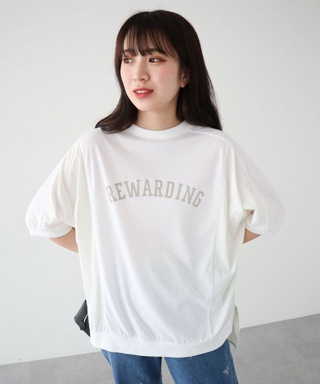 Green Parks ナイロンドッキングロゴチュニック Ecru