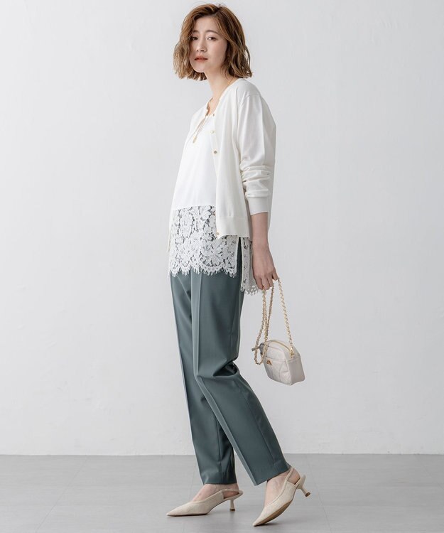 23区 【セットアップ対応/洗える】2WAYストレッチツイル ドロスト パンツ モスグリーン系