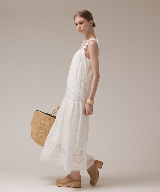 GRACE CONTINENTAL カットワーク刺繍ワンピース ホワイト