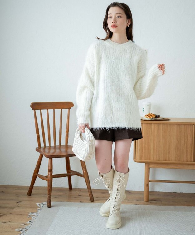 WEGO ブラッシュニットBIGプルオーバー ホワイト