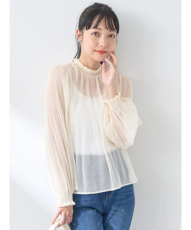 earth music&ecology マジョリカプリーツシアープルオーバー Ivory