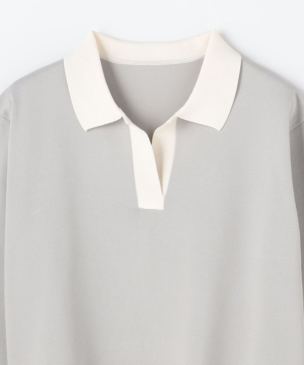 ANY L 【2SET】バイカラーポロニット×スカートセット ライトグレー×ベージュ