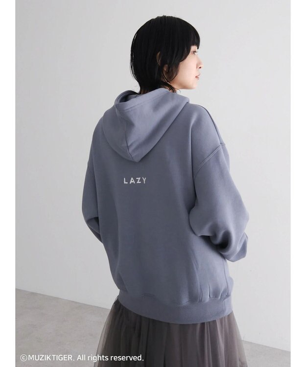 Green Parks ムジークタイガー／裏起毛刺しゅうフーディー Blue Gray