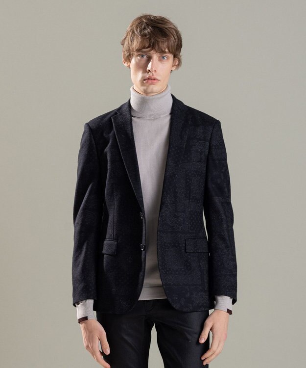 JOSEPH HOMME パッチジャガードジャージー　ジャケット グレー系3