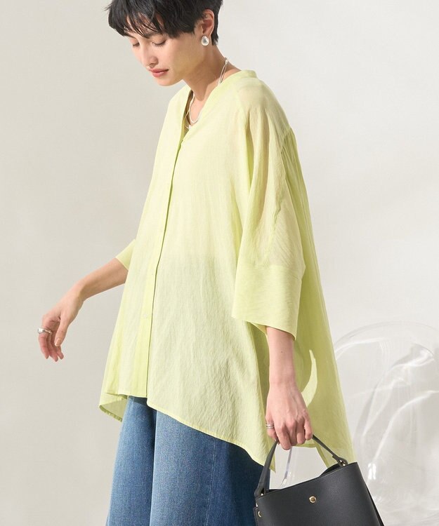 AMERICAN HOLIC 【接触冷感】Ｖネックシアー半袖ＢＩＧシャツ Pistachio