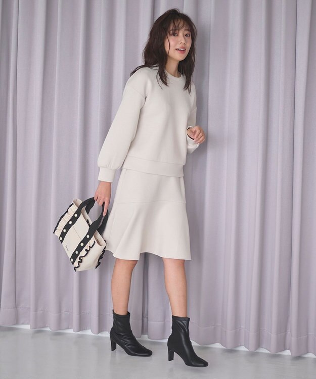 Feroux 【洗える・セットアイテム】バックリボンダンボール セットアップ ベージュ系