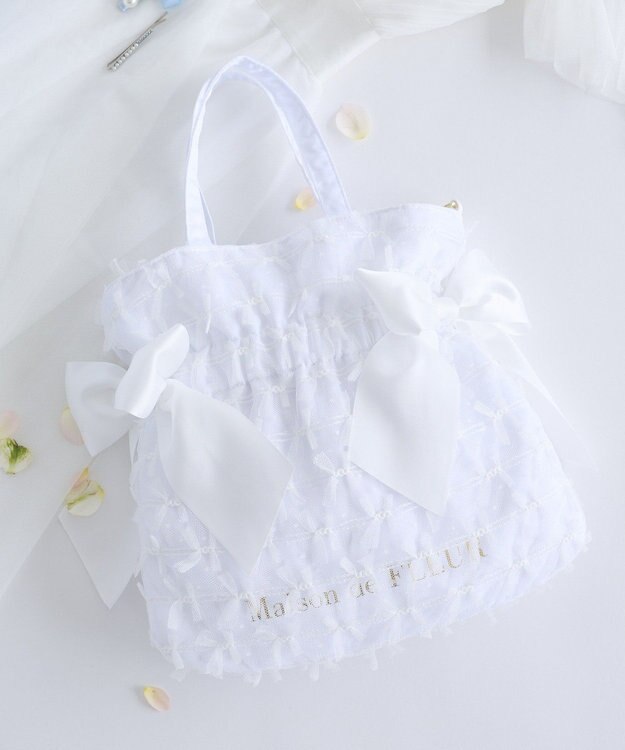 Maison de FLEUR レースダブルリボン２Ｗａｙトートバッグ Off White