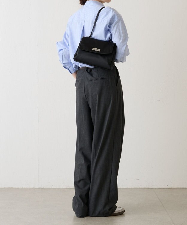 russet クラウズナイロンフラップミニトートバッグ(CE-1689) Black