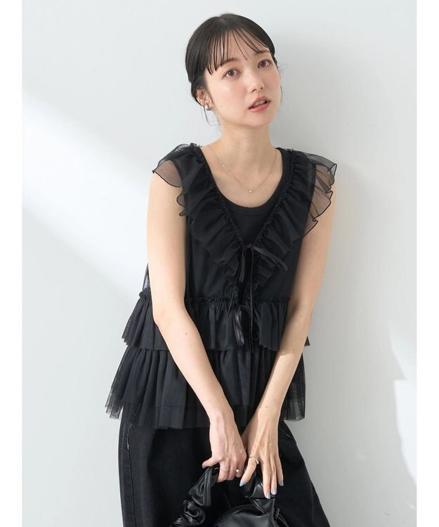 earth music&ecology チュールベスト Black