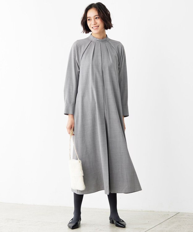 自由区 【洗える】ウーステッドトロ ワンピース ライトグレー