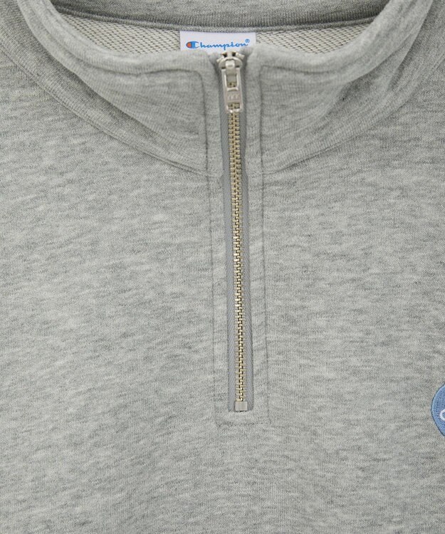 earth music&ecology Ｃｈａｍｐｉｏｎ×ｅｍａｅハーフジップハートスウェット Gray Mixture