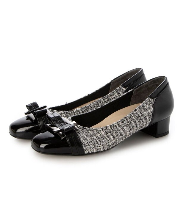 Riz raffinee <Riz raffinee>【3E】バックルリボンモチーフパンプス ブラックキジ