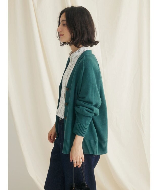 CRAFT STANDARD BOUTIQUE Ｖネックアウトリンキングカーディガン Green