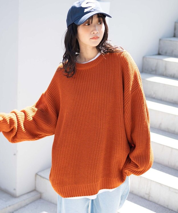 WEGO ルーズフィットプルオーバー ダークオレンジ