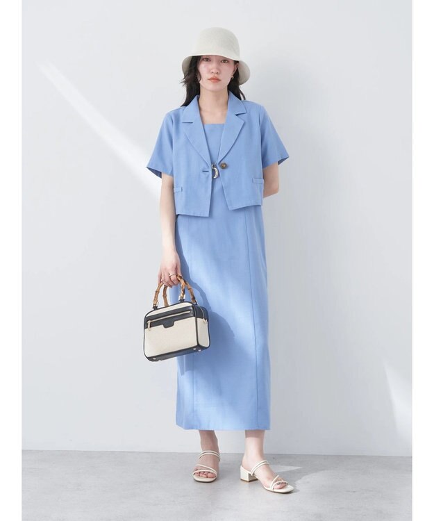 earth music&ecology リサイクルポリエステルブレンドショートシャツ Sax