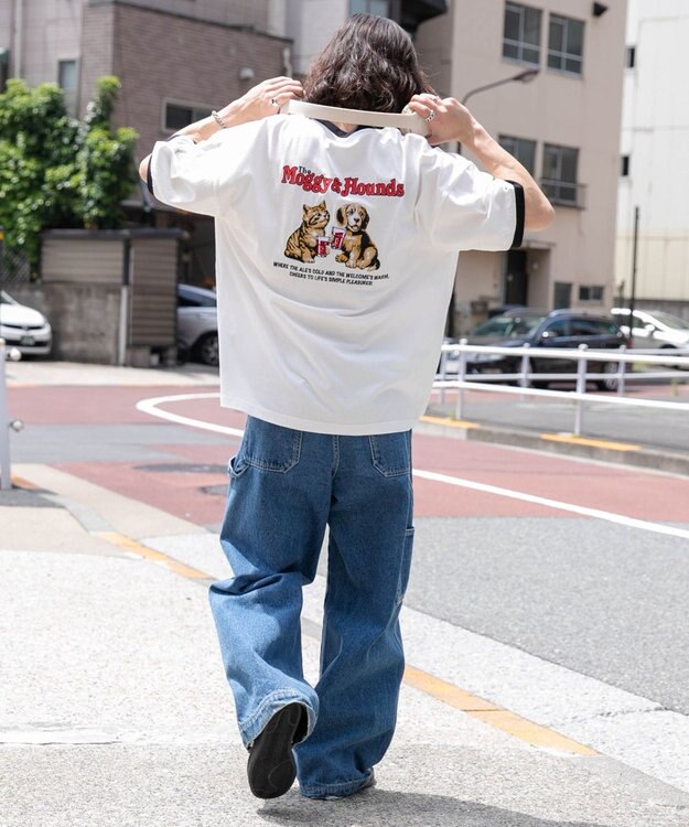 WEGO モチーフ刺繍リンガーT ホワイト