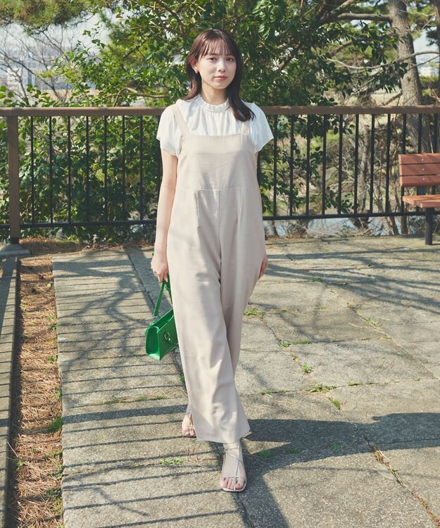 Feroux 【洗える】バックリボン オールインワン ベージュ系