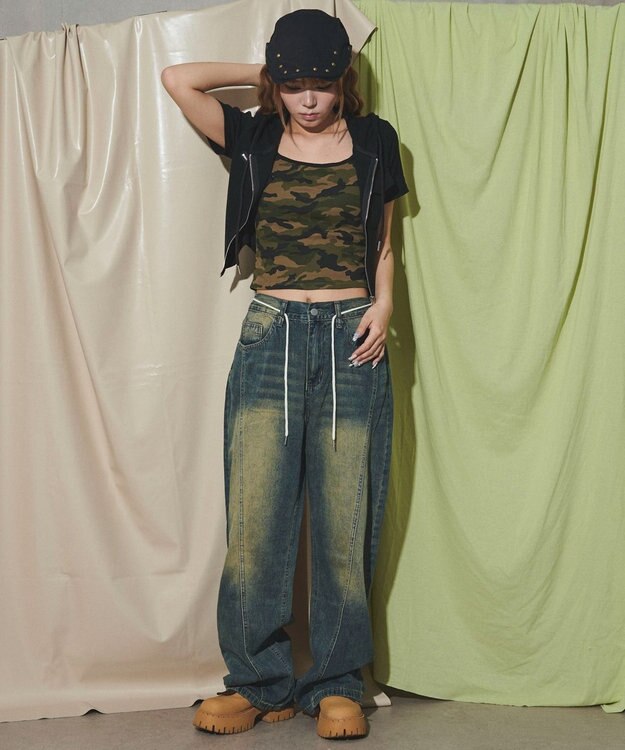 WEGO WジップクロップドSSピチPK ブラック