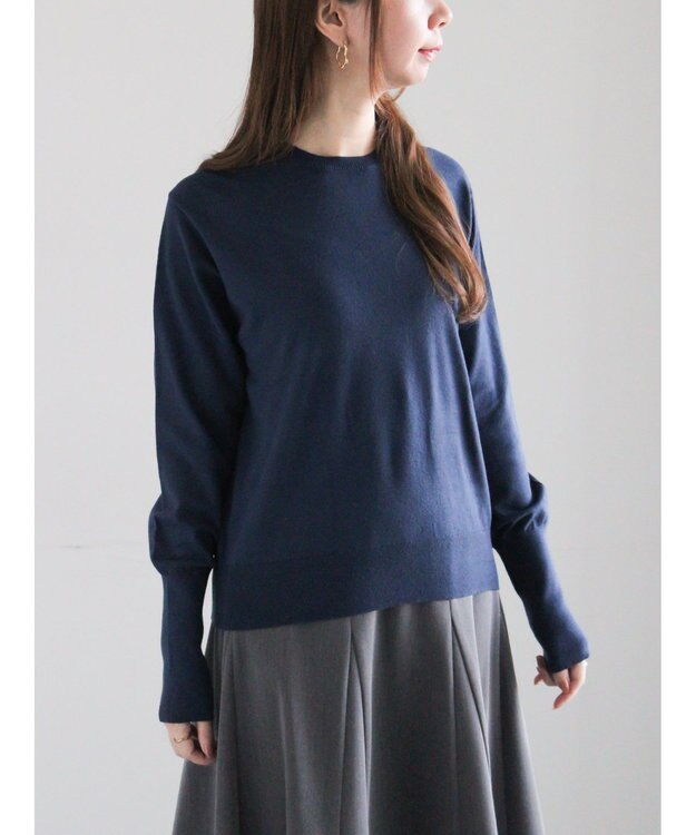 Te chichi プレーンニット(吸湿発熱) ネイビー