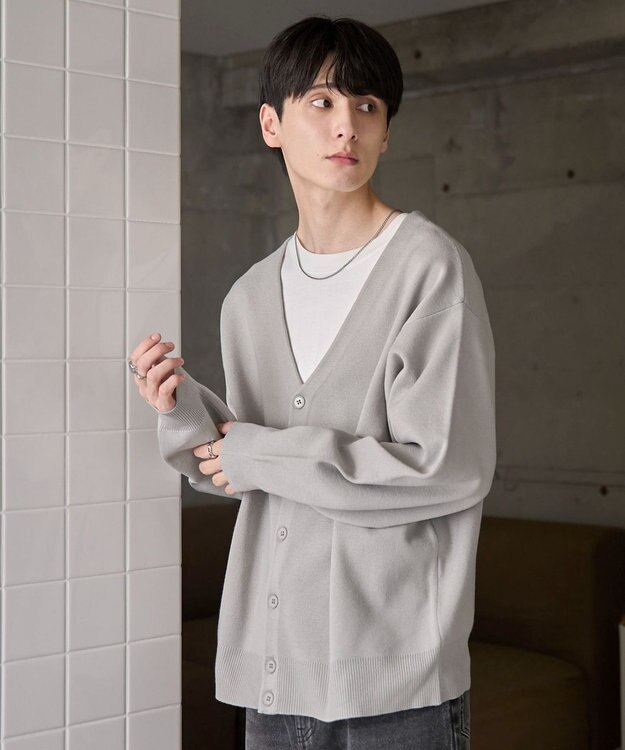 WEGO 【ユニセックス着用ITEM】ミラノリブカーディガン グレー
