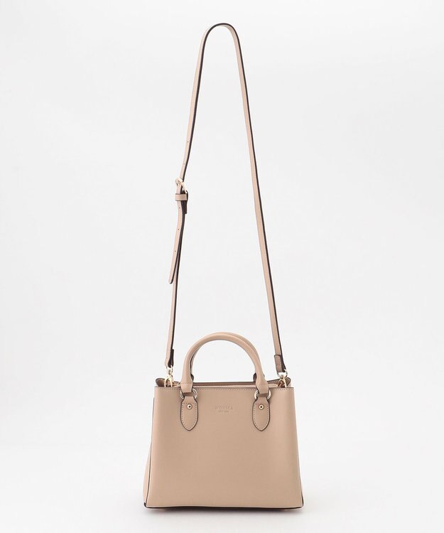 LA BAGAGERIE 【MONICA】スクエア2WAYハンドバッグ グレージュ