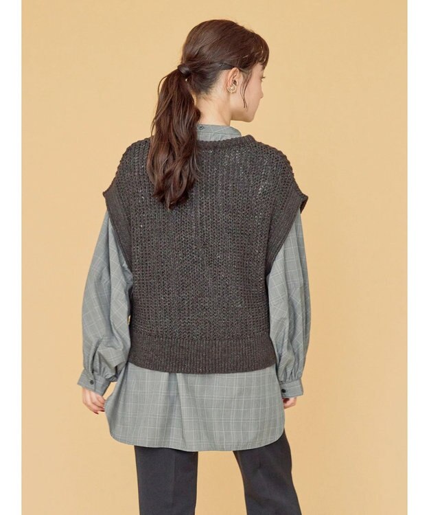 AMERICAN HOLIC ＳＥＴ　ボリュームスリーブシャツ＋ニットベスト Glen Check