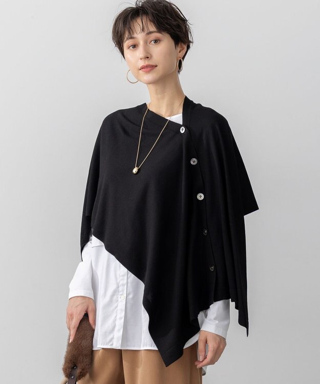 23区 S 【洗える】コンパクトウール マルチウェイ ニットポンチョ ブラック系