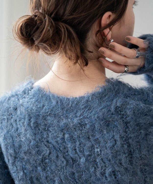 WEGO 【軽量】ブラッシュニットBIGカーディガン ネイビー