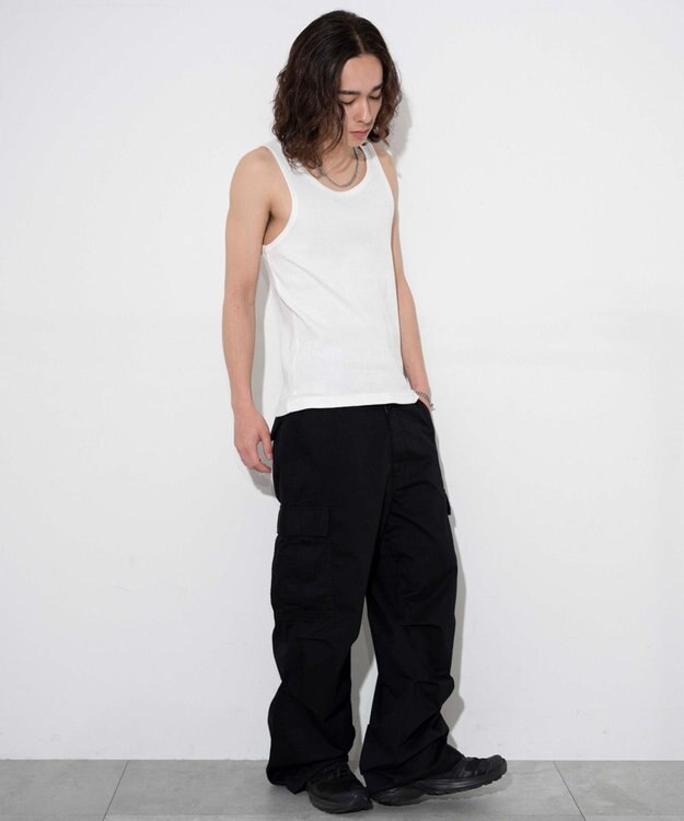 WEGO 【綿100%】リブタンクトップ ホワイト