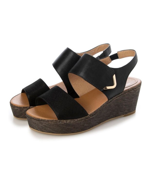 ing <ing>ワンポイントウエッジソールサンダル ブラック