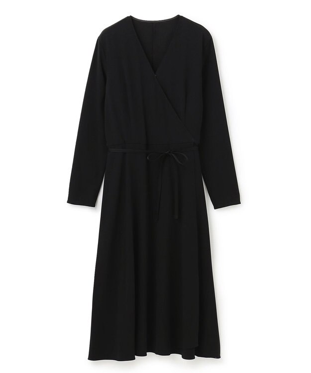 BEIGE， 【洗える】SENTIER / バックサテンカシュクールワンピース Black x Black