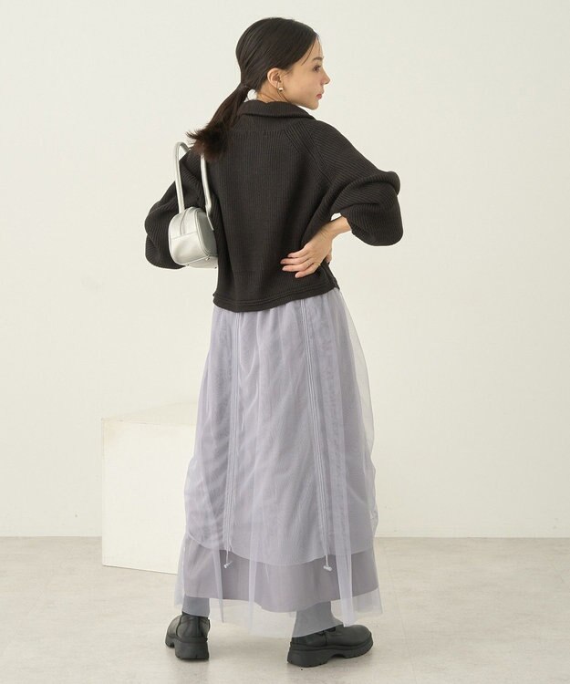earth music&ecology ２ｗａｙドロストチュールスカート Gray